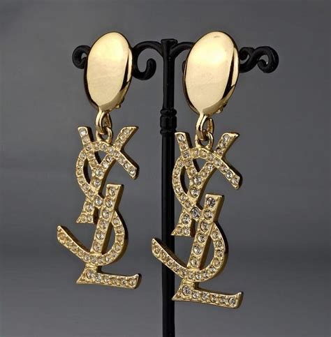 ysl square earrings|YSL rhinestone earrings.